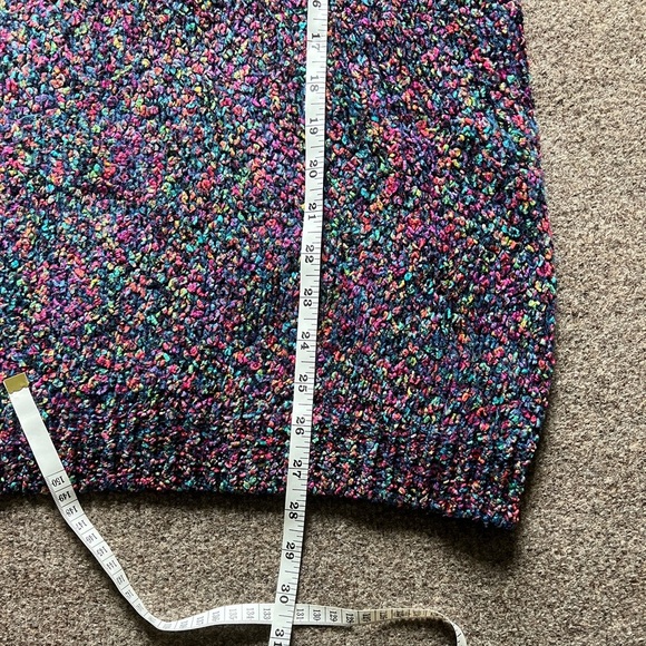 VTG 90s Express Tricot Multicolor Chenille Mock Neck Wool Blend Sweater Size Med - Picture 11 of 16